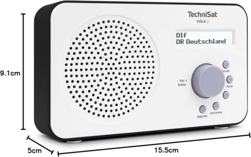 TechniSat Viola 2 Hordozható Rádió, DAB+, FM RDS, Internet Radio, LCD Kijelző, Automatikus Állomáskeresés, Elektronikus Hangerőszabályzás, Fejhallgató Kimenet, Fehér/Fekete