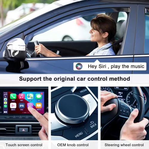 Vinmooog Vezeték Nélküli CarPlay Adapter, iPhone, Vezetékes CarPlay Átalakítás Vezeték Nélkülire, Bluetooth, 5 GHz WiFi, USB, USB–USB-C Adapter, Fekete