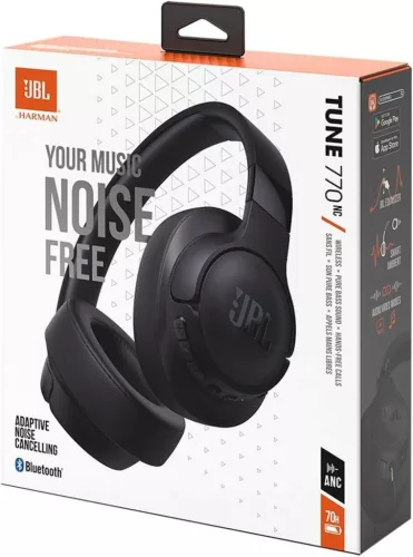 JBL Tune 770NC Vezeték Nélküli Fejhallgató, Over Ear, Bluetooth 5.3, Adaptive Noise Cancelling, JBL Pure Bass, 70 Óra Üzemidő, Fekete