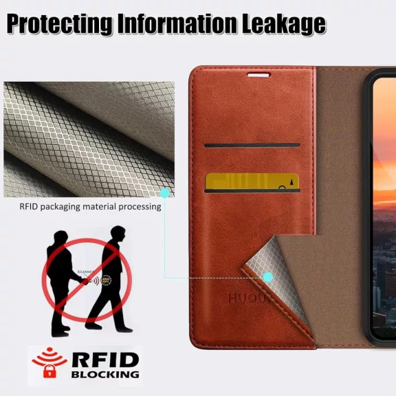 HUOUH Samsung Galaxy S10 Műbőr Tok, Tárcafunkció, Több Kártyatartó, RFID Árnyékolás, 360 Fokos Védelem, Ütéscsillapító, Lehajtható Előlap, Narancs HUOUH Samsung Galaxy S10 Műbőr Tok, Tárcafunkció, Több Kártyatartó, RFID Árnyékolás, 360 Fokos Védelem, Ütéscsillapító, Lehajtható Előlap, Narancs