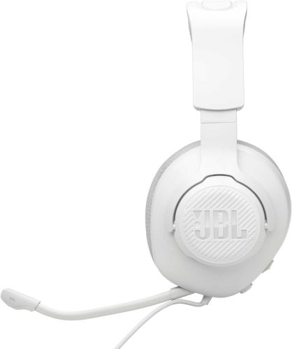 JBL Quantum 100M2 Vezetékes Gaming Fejhallgató, Over Ear, JBL QuantumSOUND, 3,5 mm Jack, 32 Ohm, Levehető Mikrofon, Némítás, Memóriahab Párna, Fehér