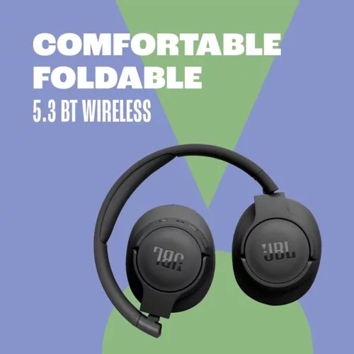 JBL Tune 720BT Vezeték Nélküli Fejhallgató, Over Ear, JBL Pure Bass Sound, Bluetooth 5.3, 32 Ω, 103 dB, 3,5 mm Jack, USB-C, Fekete