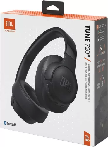 JBL Tune 720BT Vezeték Nélküli Fejhallgató, Over Ear, JBL Pure Bass Sound, Bluetooth 5.3, 32 Ω, 103 dB, 3,5 mm Jack, USB-C, Fekete