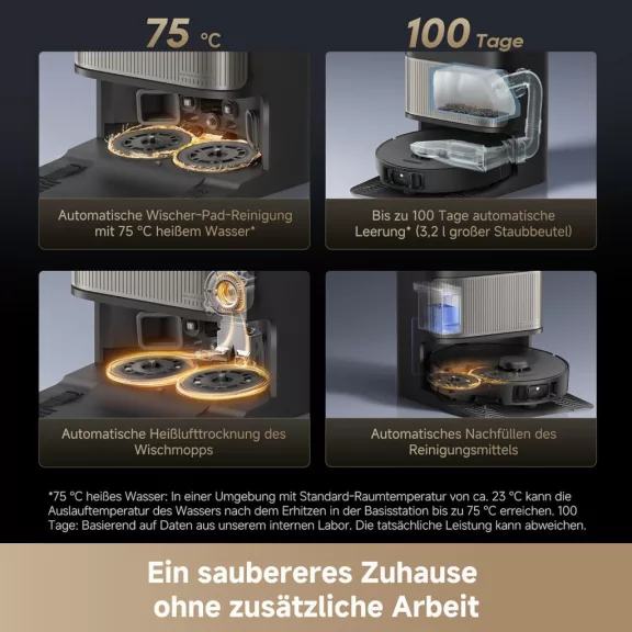 Dreame L40s Pro Ultra RLL74CE Fekete Robotporszívó és Felmosó,4 L-es Öntisztító Felmosó, 19 000 Pa, HEPA, 195 perc, 75 °C Fűtéssel, 4 cm, 180+ Tárgy, 200 ml Dreame L40s Pro Ultra RLL74CE Fekete Robotporszívó és Felmosó,4 L-es Öntisztító Felmosó, 19 000 Pa, HEPA, 195 perc, 75 °C Fűtéssel, 4 cm, 180+ Tárgy, 200 ml