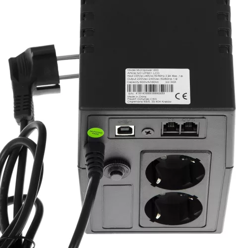 Green Cell 600VA 360W Szünetmentes táp 230V Fekete UPS01LCD