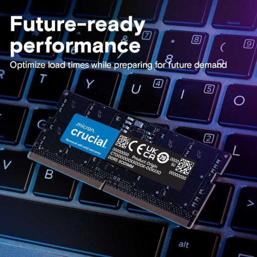 Crucial 16GB DDR5 5600 Mhz SODIMM Laptop Memória, CL46, 1,1V, Unbuffered, On-Die ECC, CT16G56C46S5, Fekete