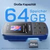 WOLFANG WMP01 MP3 Lejátszó, 64 GB, Bluetooth 5.2, Sportcsipesz, HiFi Veszteségmentes Hang, FM Rádió, Hangrögzítő, Mikro SD, Fejhallgató, Kék