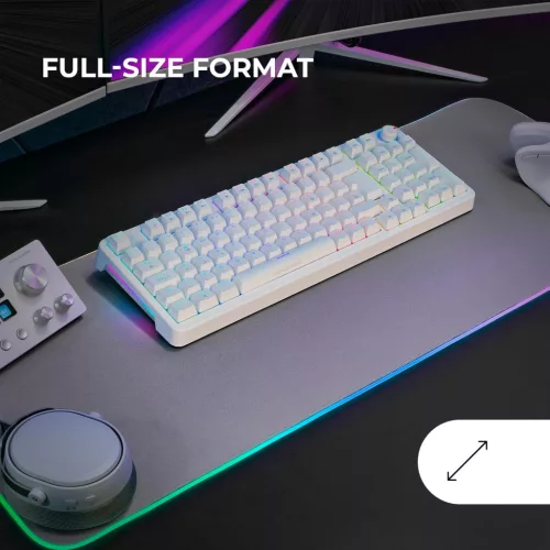Mars Gaming MKPROWYES Mechanikus Gaming Billentyűzet, Teljes Méret, RGB Chroma Háttérvilágítás, Hot-Swap Kapcsolók, Spanyol Kiosztás, USB-C, Fehér
