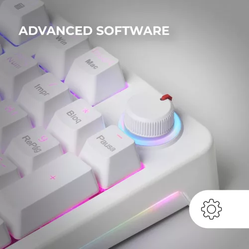 Mars Gaming MKPROWYES Mechanikus Gaming Billentyűzet, Teljes Méret, RGB Chroma Háttérvilágítás, Hot-Swap Kapcsolók, Spanyol Kiosztás, USB-C, Fehér