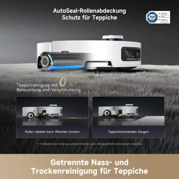 Dreame Aqua10 Ultra Roller Complete Robotporszívó és Felmosó, AquaRoll Felmosó, 8 cm Akadályleküzdés, 30 000 Pa, 100 °C-os Hengeröblítés, Automatikus Töltőállomás, Fehér