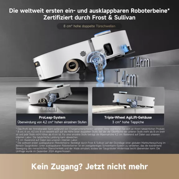 Dreame Aqua10 Ultra Roller Complete Robotporszívó és Felmosó, AquaRoll Felmosó, 8 cm Akadályleküzdés, 30 000 Pa, 100 °C-os Hengeröblítés, Automatikus Töltőállomás, Fehér