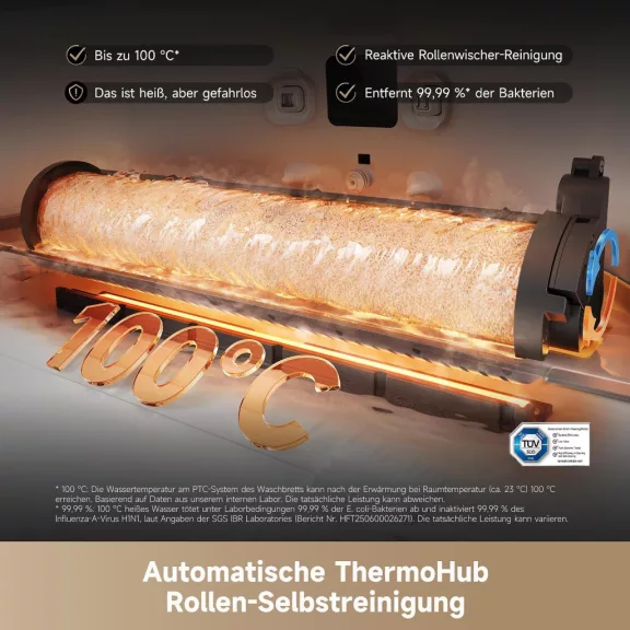 Dreame Aqua10 Ultra Roller Complete Robotporszívó és Felmosó, AquaRoll Felmosó, 8 cm Akadályleküzdés, 30 000 Pa, 100 °C-os Hengeröblítés, Automatikus Töltőállomás, Fehér