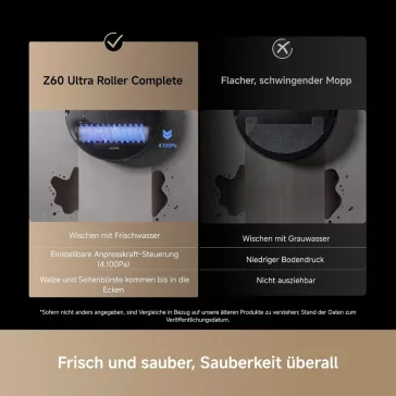  MOVA Z60 Ultra Roller Complete RLZ83CE Robotporszívó és Felmosó, 28 000 Pa, HydroForce, AutoShield, DuoSolution, HEPA, Fekete