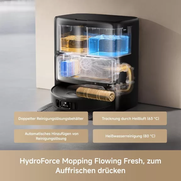 MOVA Z60 Ultra Roller Complete RLZ83CE Robotporszívó és Felmosó, 28 000 Pa, HydroForce, AutoShield, DuoSolution, HEPA, Fekete