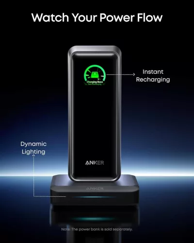 Anker Prime Charging Base A1903 Töltőállomás, 150W, 2× USB-C, USB-A, Pogo Pin, PowerIQ 4.0, Gyors Töltés, 4 Eszköz Egyidejű Töltése, Fekete
