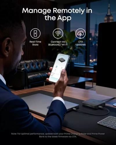 Anker Prime Charging Base A1903 Töltőállomás, 150W, 2× USB-C, USB-A, Pogo Pin, PowerIQ 4.0, Gyors Töltés, 4 Eszköz Egyidejű Töltése, Fekete