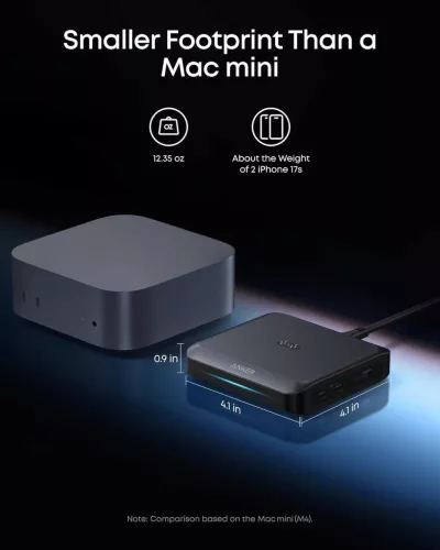 Anker Prime Charging Base A1903 Töltőállomás, 150W, 2× USB-C, USB-A, Pogo Pin, PowerIQ 4.0, Gyors Töltés, 4 Eszköz Egyidejű Töltése, Fekete