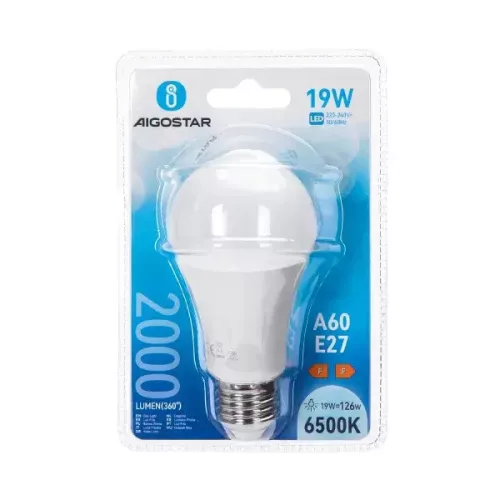 Aigostar A60 19W E27 Nappali Fehér LED Izzó 6500K 2000Lm