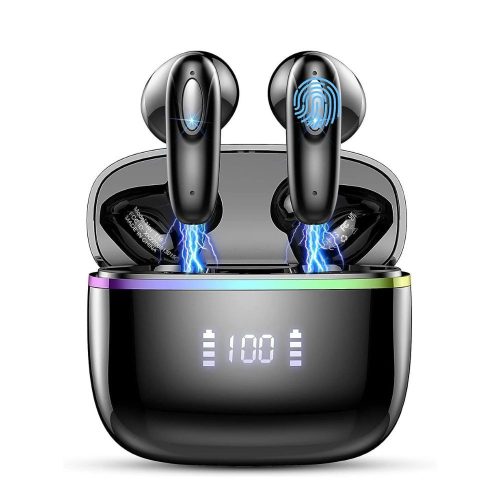  Romoke T19 Vezeték nélküli Bluetooth Fülhallgató LED Kijelzővel és Érintőképernyős Vezérléssel (Fekete)