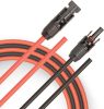 JYFT Szolár PV Kábel, 10AWG (6mm²)  Női és Férfi Csatlakozóval (6m Piros + 6m Fekete)
