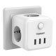 TESSAN TS-301-DE-WH-SP Power Strip - 6-in-1 Powercube USB Többaljzatos Készülék