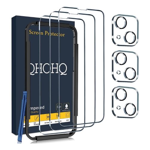 QHOHQ iPhone 14 / iPhone 13 6.1" Képernyővédő és Kameraüveg Védő - 2 db/csomag