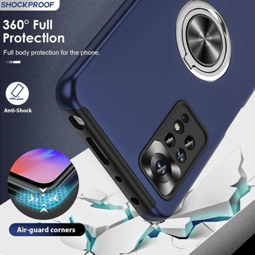 LeYi Xiaomi Redmi Note 11 Pro 4G/5G Telefontok [2 db Edzett Üveggel], PáncélTelefontok 360 Fokos Fém Gyűrűvel