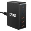 ssouwao 120W-os USB C töltőállomás: Többportos gyors töltés minden eszközhöz (Fekete)