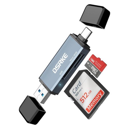 DSRKE SD Kártyaolvasó USB 3.0/USB C Dual Csatlakozóval Számítógéphez/Telefonhoz