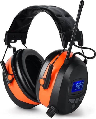  Biztonsági védőfülvédő Bluetooth FM rádióval, NRR 29dB ipari fülvédő hallásvédelemmel, zajszűrő vezeték nélküli fejhallgató - 2023 Frissített LCD kijelző, újratölthető BL-5B akkumulátorral