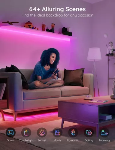 Govee RGB LED Szalag, 5 méter hosszú Bluetooth LED Világítás