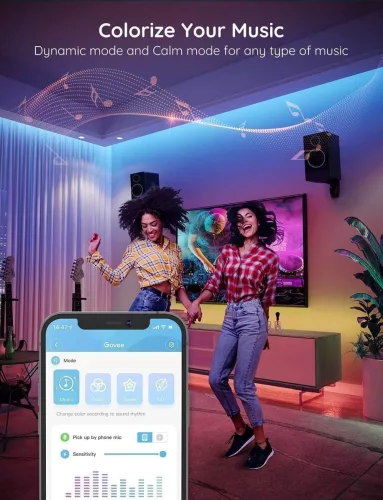 Govee RGB LED Szalag, 5 méter hosszú Bluetooth LED Világítás