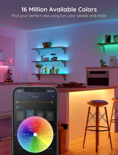Govee RGB LED Szalag, 5 méter hosszú Bluetooth LED Világítás