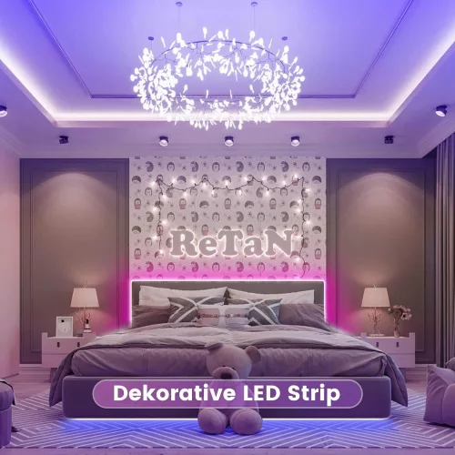 Beaeet 5 Méteres Öntapadós RGB Színes LED Szalag - Távirányítóval és App Vezérléssel
