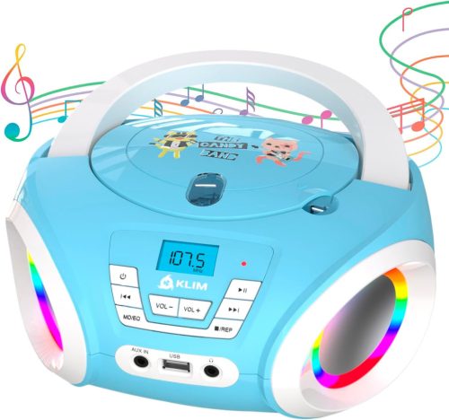 KLIM Candy Kids gyerek CD lejátszó FM rádióval és RGB fényekkel, kék