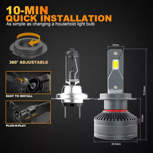 BEAMFLY LED H7 Autós Fényszóró Izzók 18000LM 110W 6000K Fehér