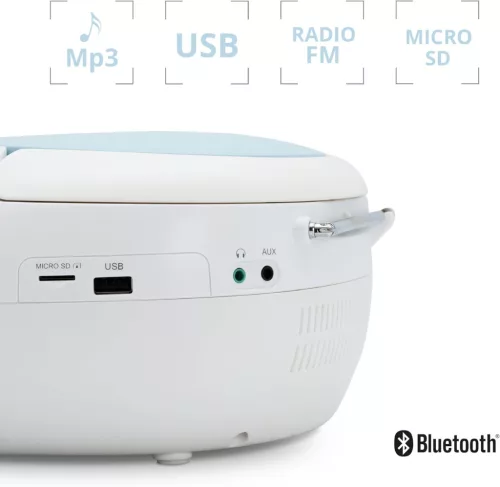 Mooov Celeste Bluetooth CD Lejátszó Rádióval és USB Porttal - Kék