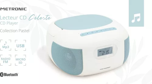 Mooov Celeste Bluetooth CD Lejátszó Rádióval és USB Porttal - Kék