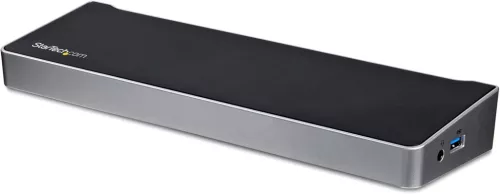 StarTech USB 3.2 Triple Display Dokkoló, 2x DisplayPort, HDMI, 4K 30Hz, 5x USB, Gyors Töltés, Gigabites Ethernet, Audio, Fekete Ezüst