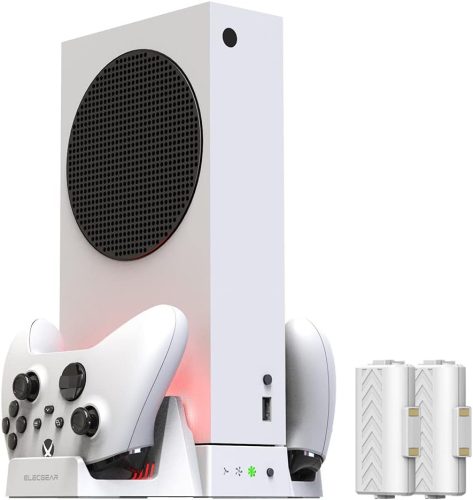ElecGear Xbox Series S függőleges hűtő és töltő állvány 2x újratölthető akkumulátorral