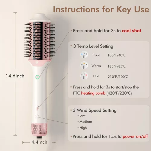 Webeauty 2-az-1-ben Hajszárító és Hajegyenesítő Kefe 1400W