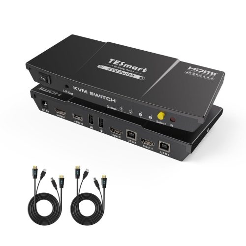 TESmart 2 Port HDMI KVM Switch 4K 60Hz EDID Emulátorral