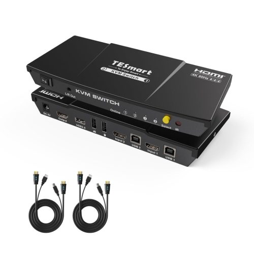 TESmart 2 Port HDMI KVM Switch 4K 60Hz EDID Emulátorral