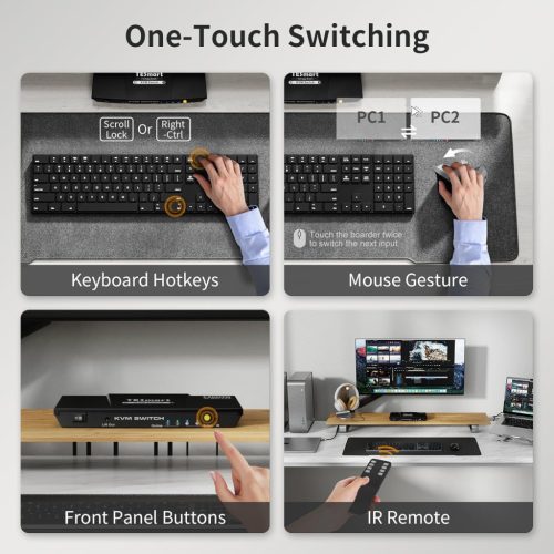 TESmart HSW0401A1U HDMI Switch, 4K 3840×2160 60Hz, 4 HDMI Forrás, EDID Emuláció, 2.0 5.1 Auto Audio Mód, IR Vezérlés, Fekete