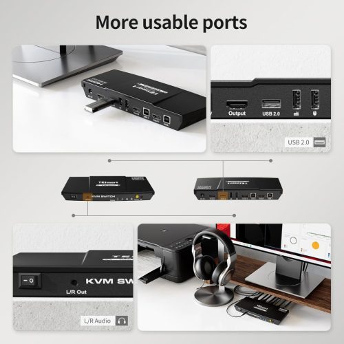 TESmart HSW0401A1U HDMI Switch, 4K 3840×2160 60Hz, 4 HDMI Forrás, EDID Emuláció, 2.0 5.1 Auto Audio Mód, IR Vezérlés, Fekete