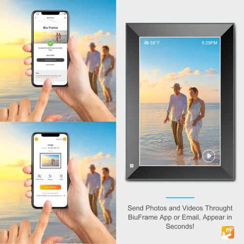 Zcyge Okos Digitális Képkeret 10.1 hüvelyk WiFi Fekete