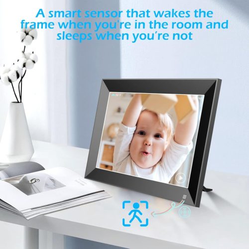 Zcyge Okos Digitális Képkeret 10.1 hüvelyk WiFi Fekete