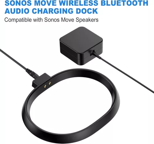 Soarking Töltőállomás Sonos Move Gen 2 És Gen 1 Hangszóróhoz, Vezeték Nélküli, 45W Adapter, 18V DC, 2,5A, 1 USB Port, Fekete
