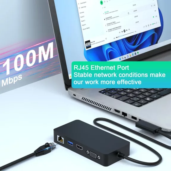 Yeemie Pro Microsoft Surface Pro 11 Az 1-Ben Dokkoló, HDMI 4K 60Hz, VGA, RJ45 Ethernet, USB 3.0, USB-C PD 60W, SD/TF Kártyaolvasó, 5 Gbit/s Adatátvitel