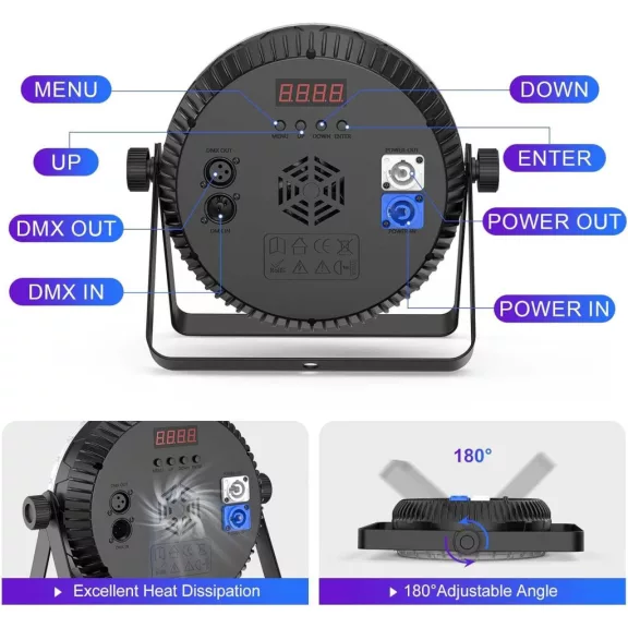 ZonQoonz ZQ01638 RGBW LED Stage Light, 60x2W, 180W, AC 240V, DMX 8CH, Sound Activated, Remote Control, Auto Mód, Strobe, Állvány, Fekete ZonQoonz ZQ01638 RGBW LED Stage Light, 60x2W, 180W, AC 240V, DMX 8CH, Sound Activated, Remote Control, Auto Mód, Strobe, Állvány, Fekete